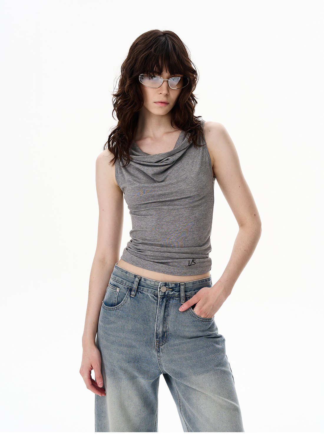 WLNEXT GreyMuse Drape Top
