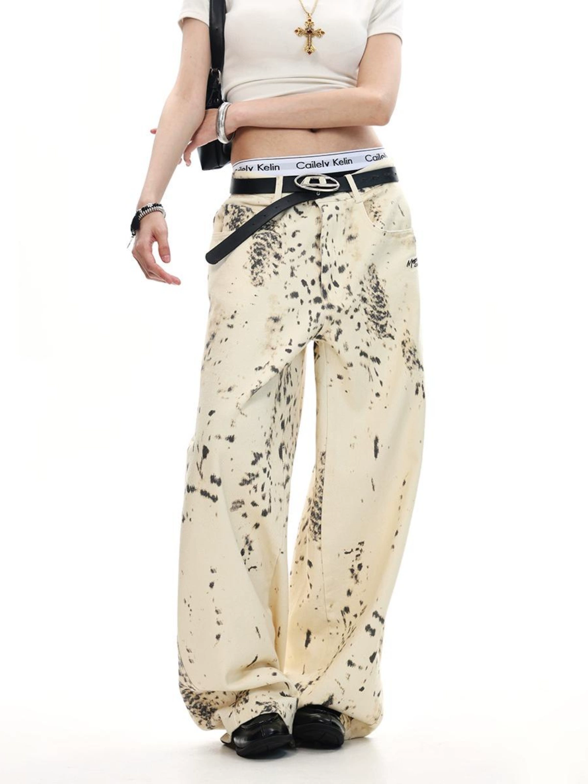 Leopard Print Denim Jeans