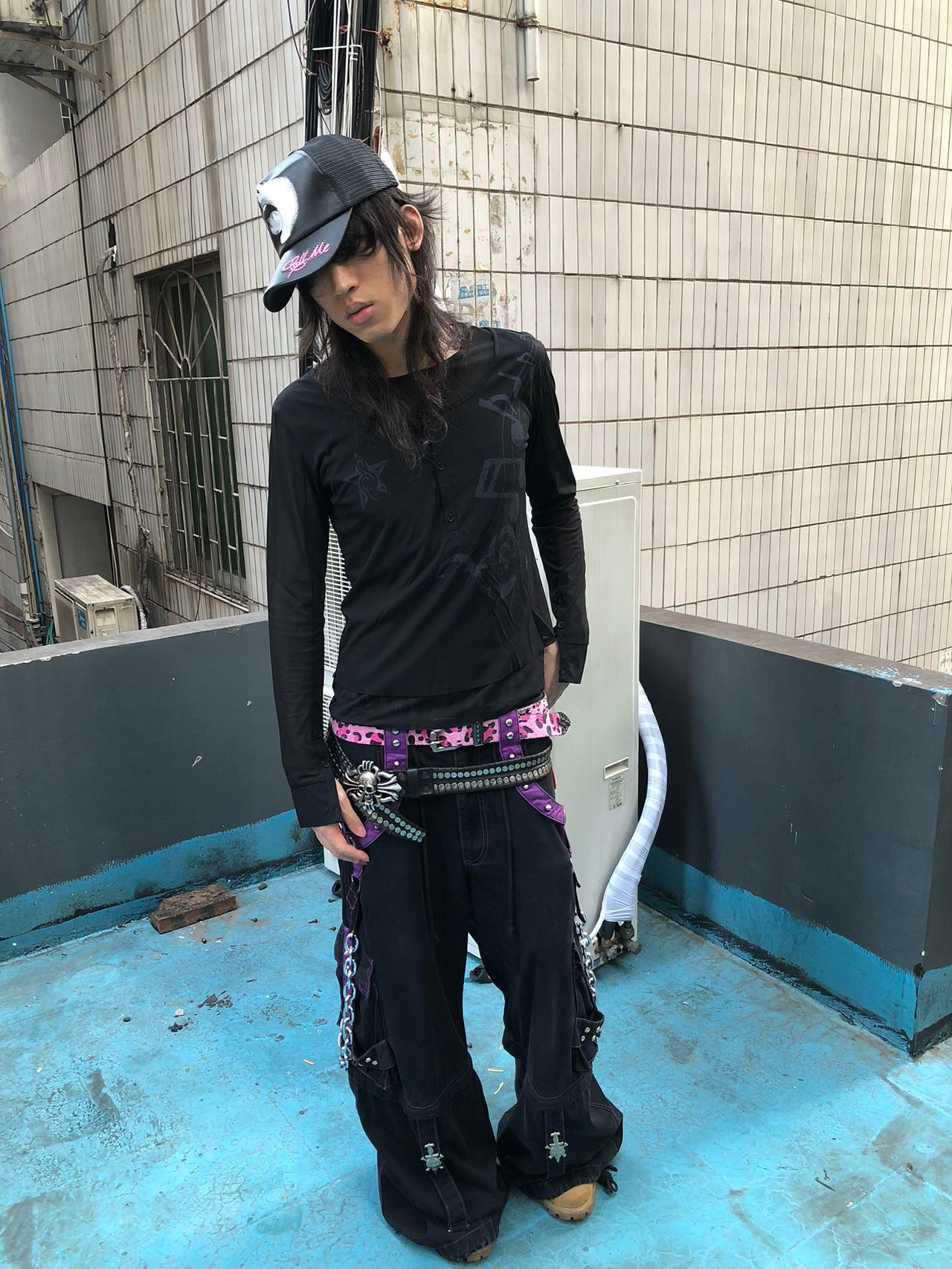 PunkFK Camouflage Hair Punk Belt
