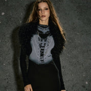 Black Fur Tube Top - Dekayed