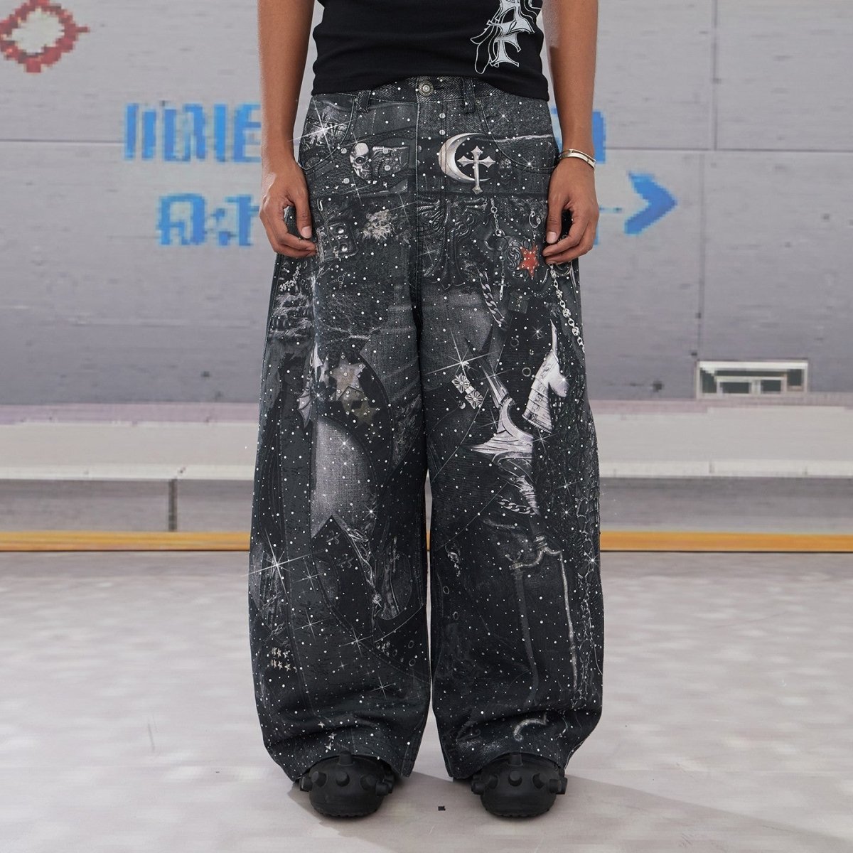 DND4DES Armored Coke Baggy Denim Print Pants - Dekayed