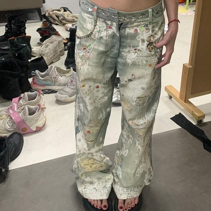 DND4DES Digital Print Gem Empire Jeans - Dekayed