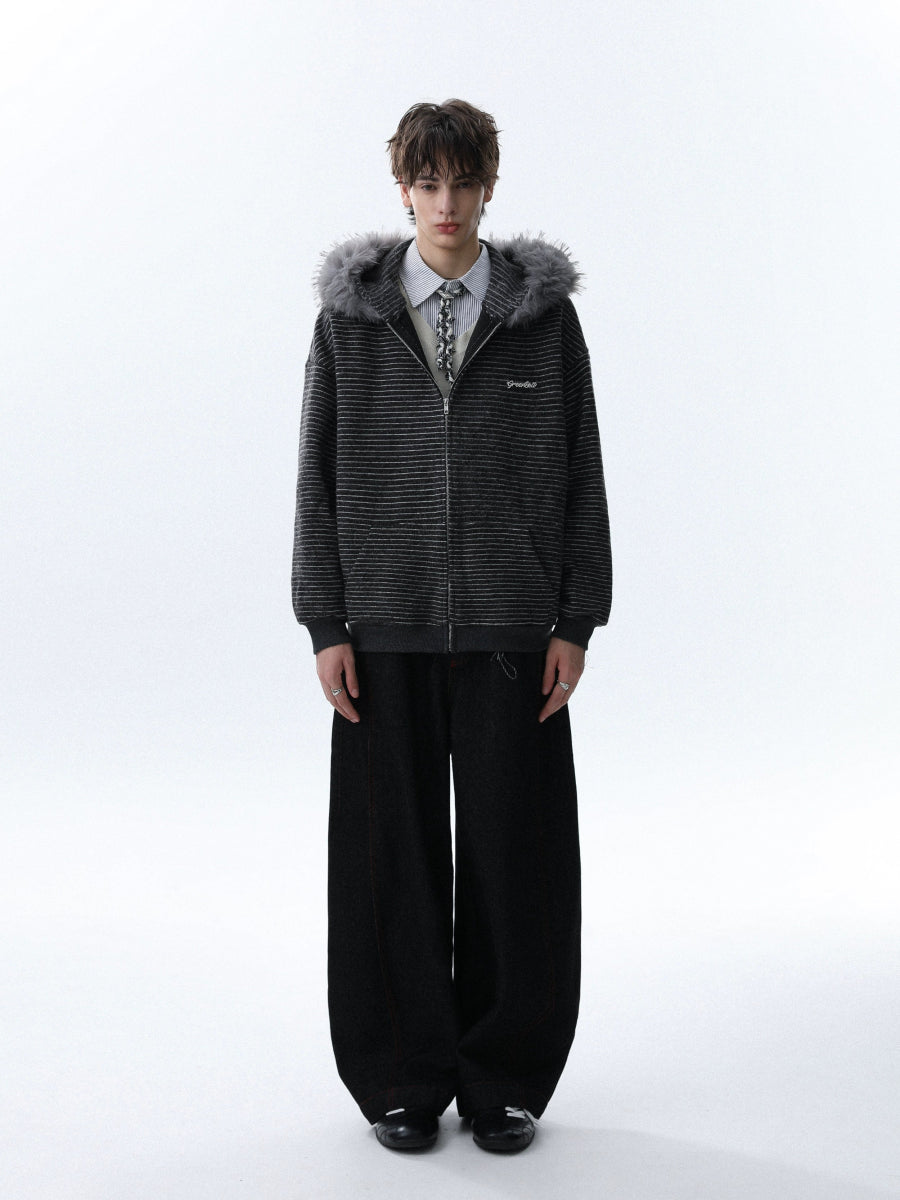 Fur Collar Zipper Jacket - Dekayed