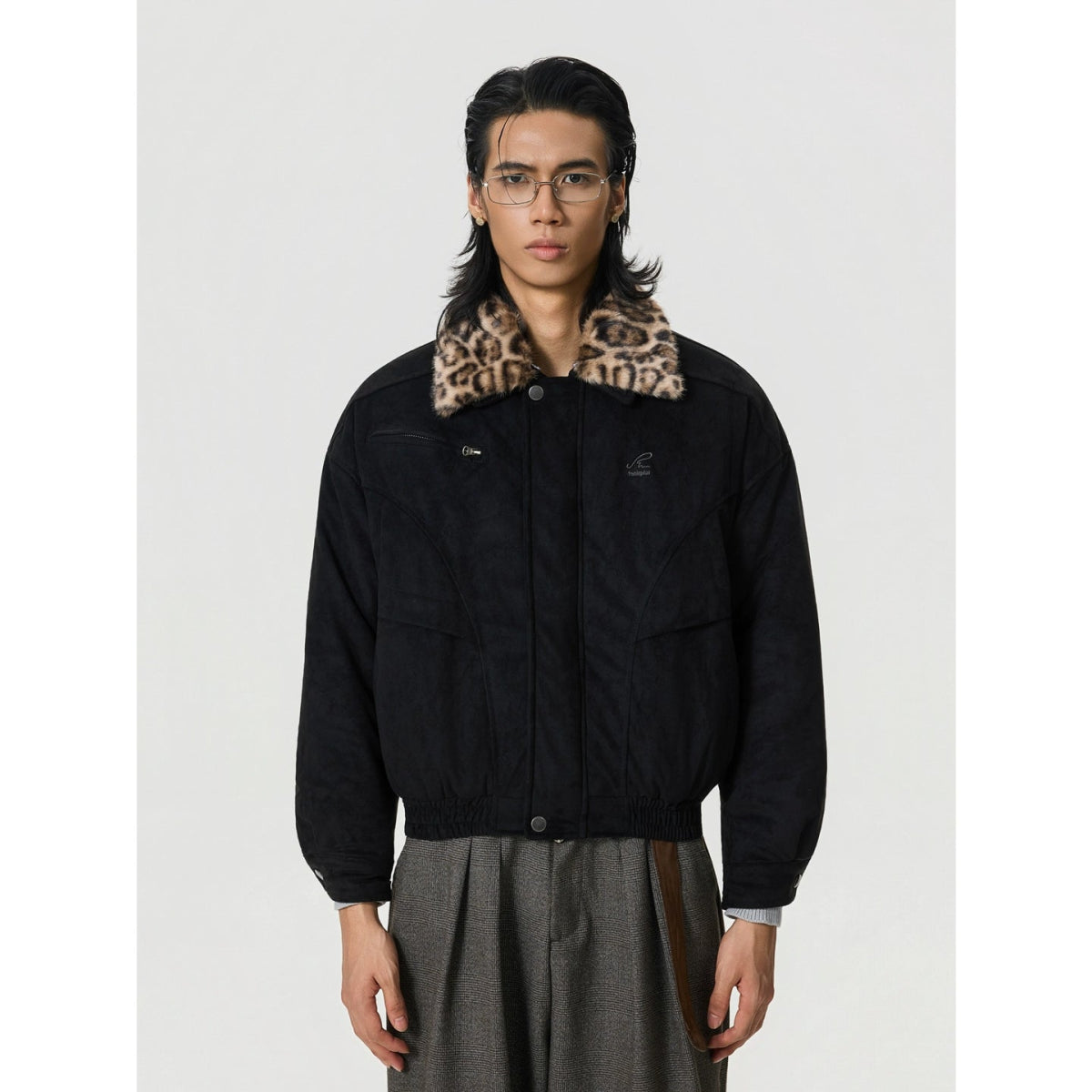 Heavy Detachable Leopard Print Collar Jacket - Dekayed