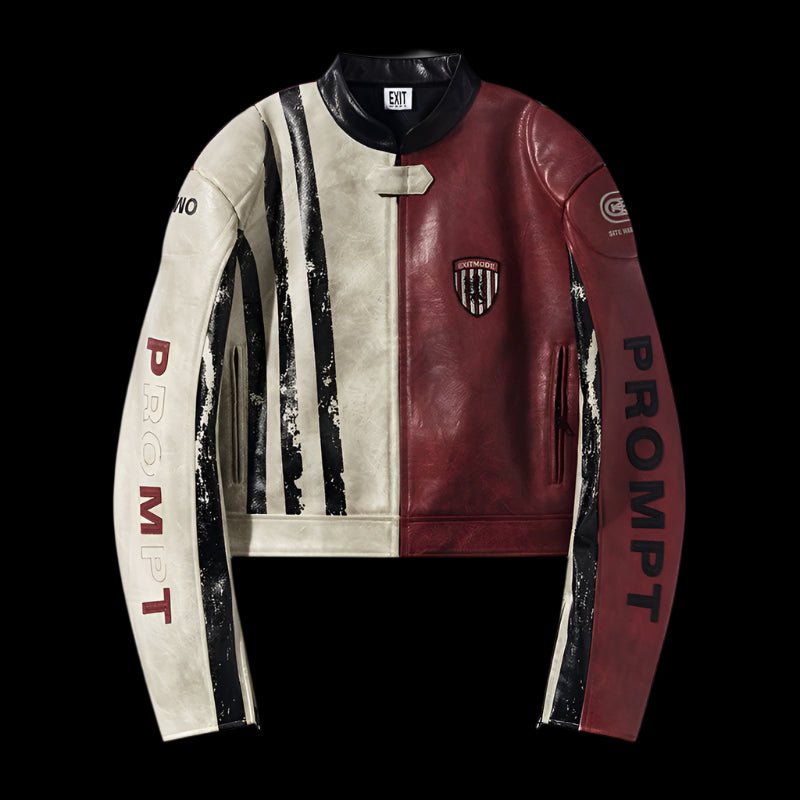 Leather Contrast Color Sports Jacket - Dekayed