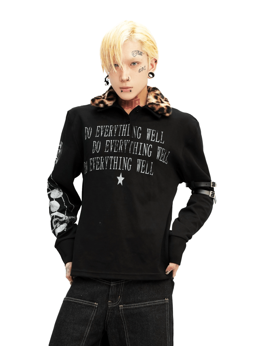 Leopard Fur Collar Long Sleeves - Dekayed