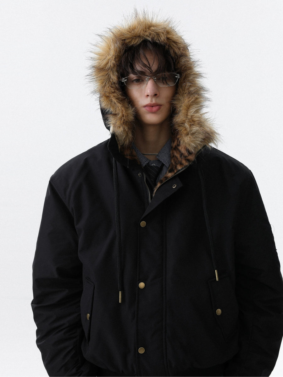 Leopard Fur Hooded Jacket - Dekayed