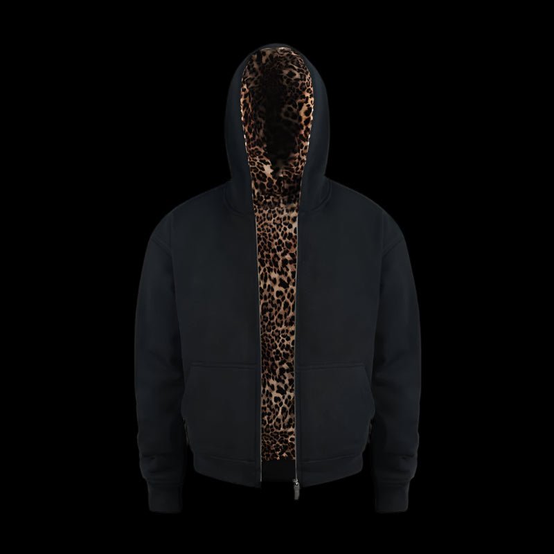 Leopard Lined Zipper Jacket - Dekayed