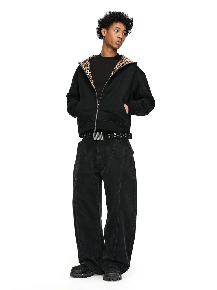 Leopard Lined Zipper Jacket - Dekayed