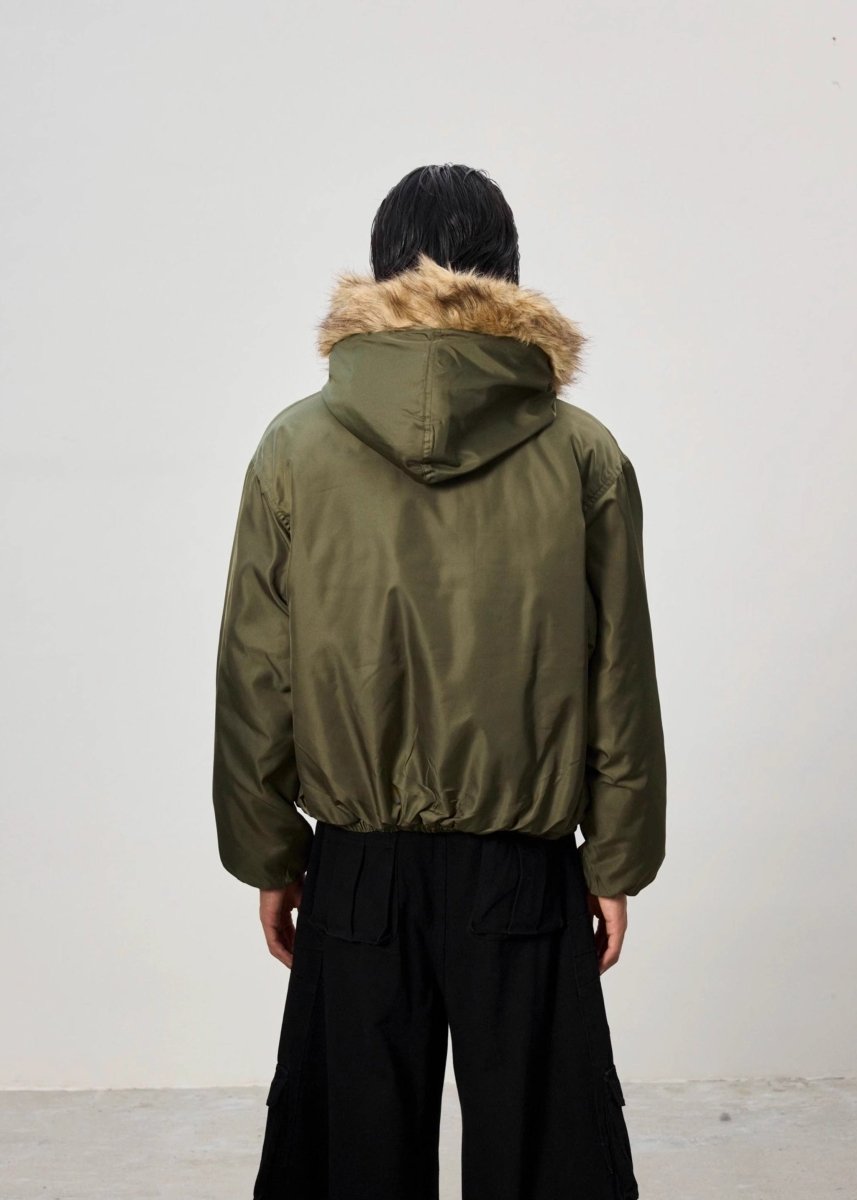 Mountain Carving Fur Collar Jacket - Dekayed