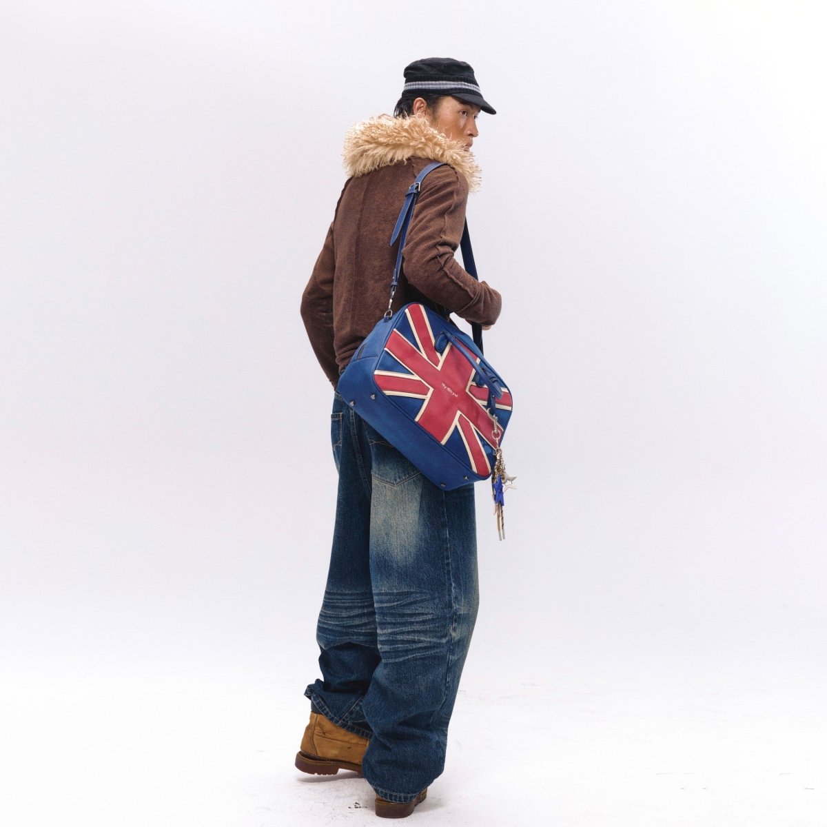 NyDkyel™ 2024 Fall/Winter Union Jack Embroidery PU Boston Leather Bag - Dekayed