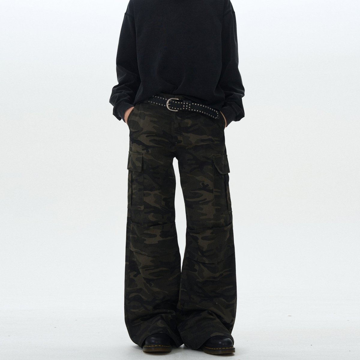 Pleated Camouflage Design Loose Pants - Dekayed