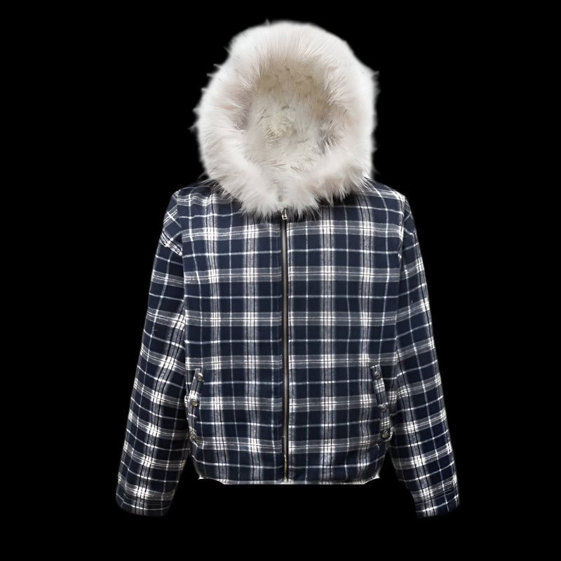 Retro Plaid Fur Jacket - Dekayed