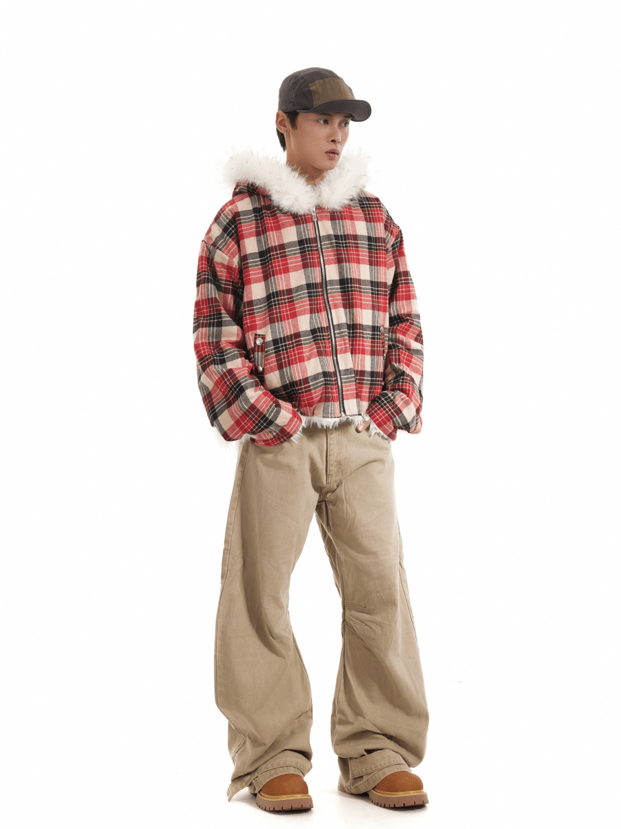 Retro Plaid Fur Jacket - Dekayed