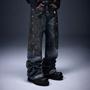 Rivet Straps Patchwork Jeans - Dekayed