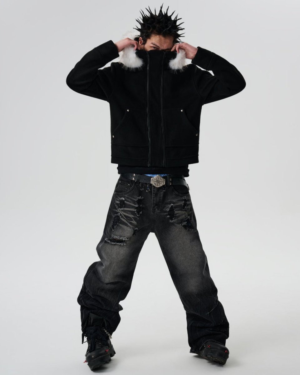 SGW Woolen Fox Fur Fleece Jacket - Dekayed