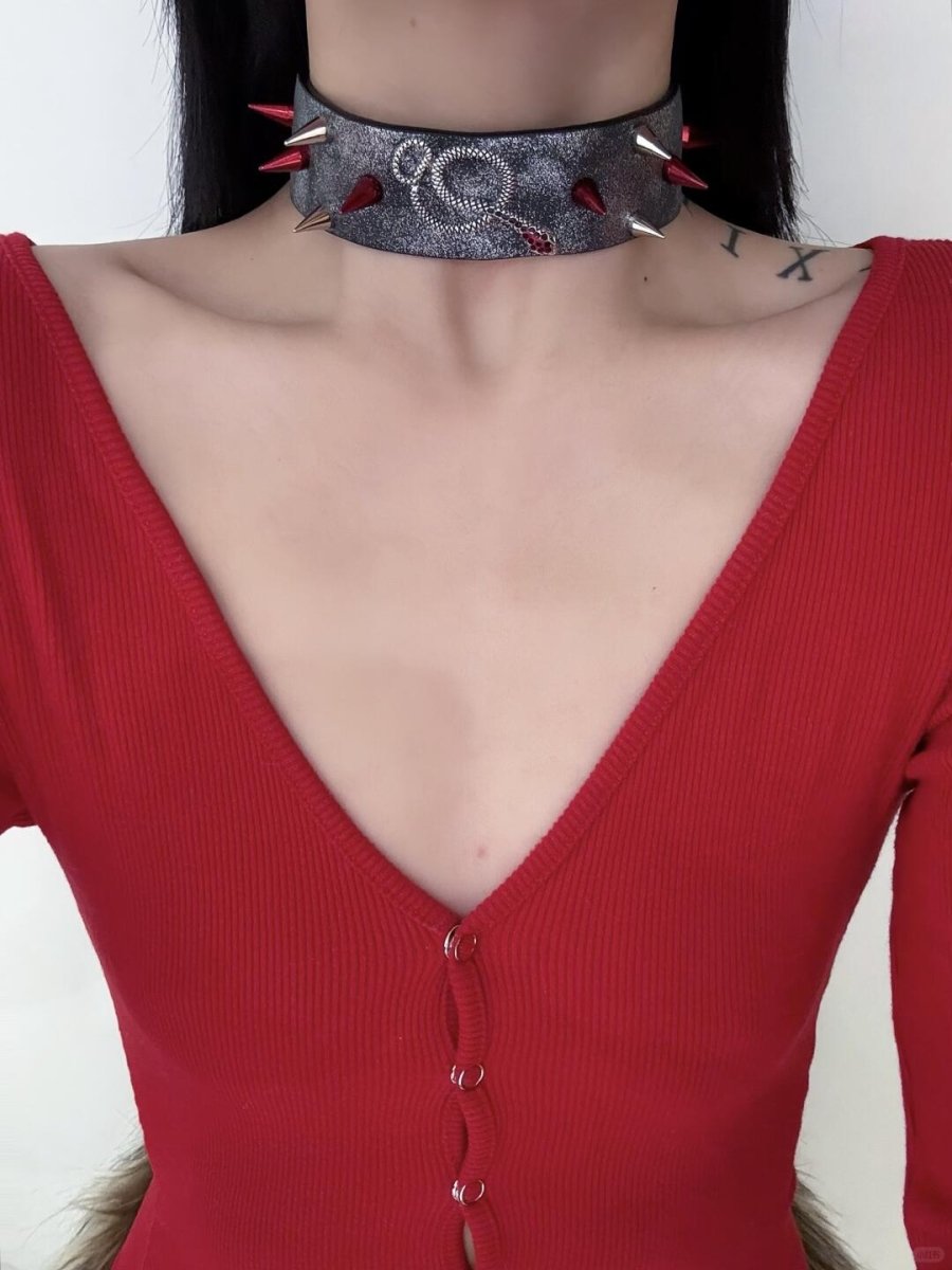 Snake Bite Diamond Nail Bracelet/Choker - Dekayed