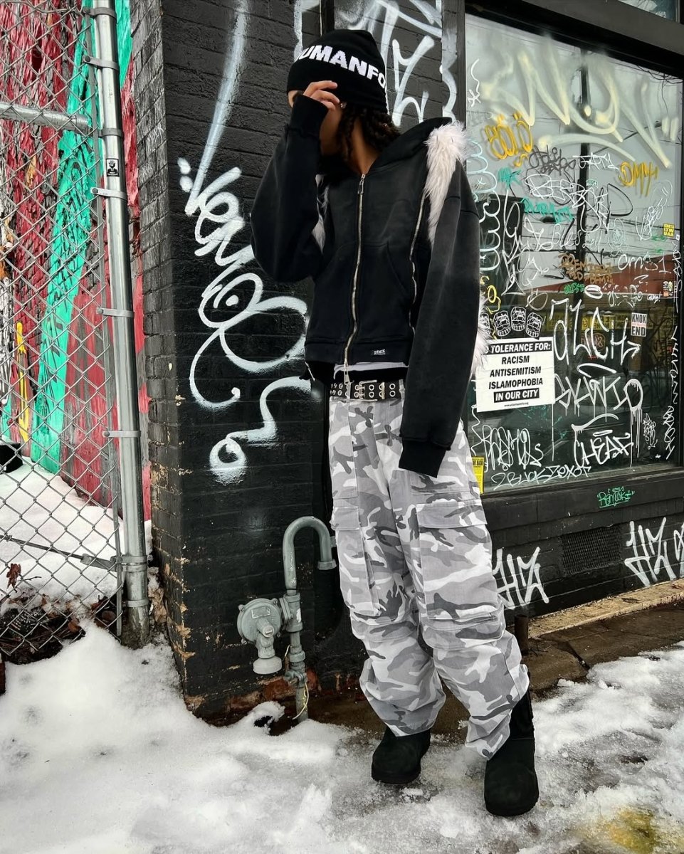 Snow Camouflage Patchwork Fur Tracksuit - Dekayed