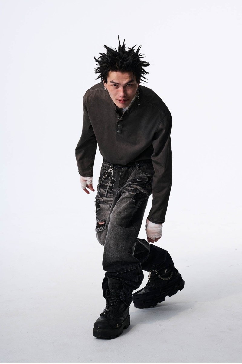 Vintage Washed Ripped Baggy Jeans - Dekayed