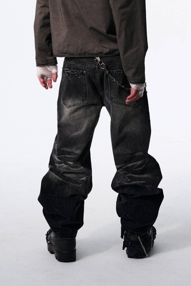 Vintage Washed Ripped Baggy Jeans - Dekayed