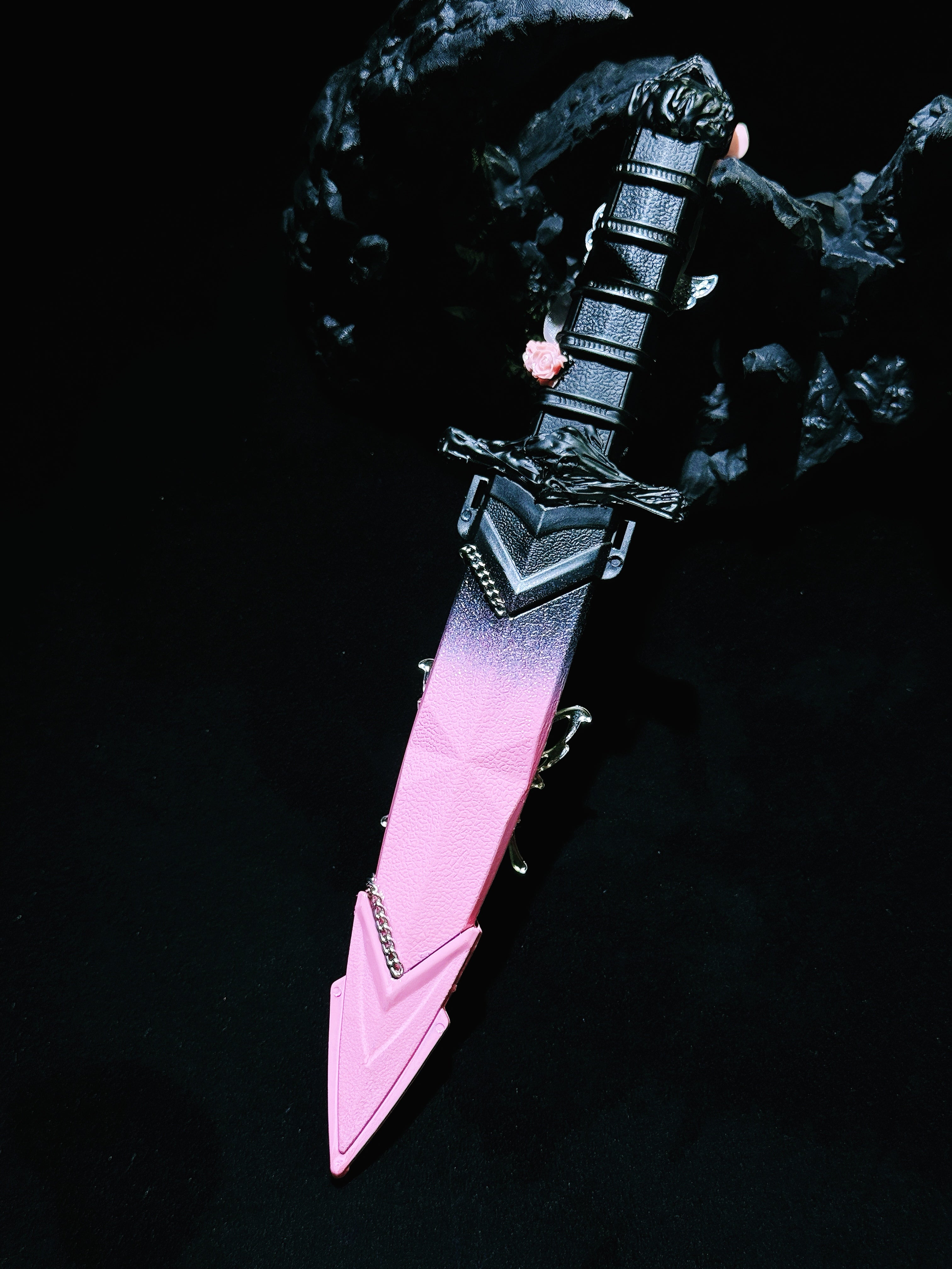 Handmade dagger-Pink ink butterfly