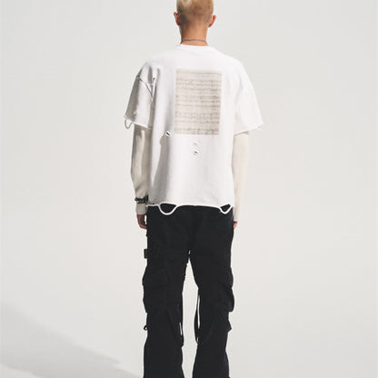 bastard PUNK TRUNK TEE rock punk print destroyed washed fake two pieces image 5