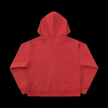 ADD SPICE 0015 Red Slogan Washed Printed Zipper Sweatshirt image 2