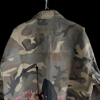 Hell System Official 24 New Product Retro Washed Canvas Camouflage Contour Printed Loose Shirt image 3