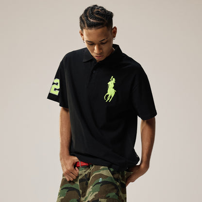 RemedyR Lauren Summer China Chic Loose Embroidery Short Sleeve T shirt American Fashion POLO Shirt for Men and Women image 1