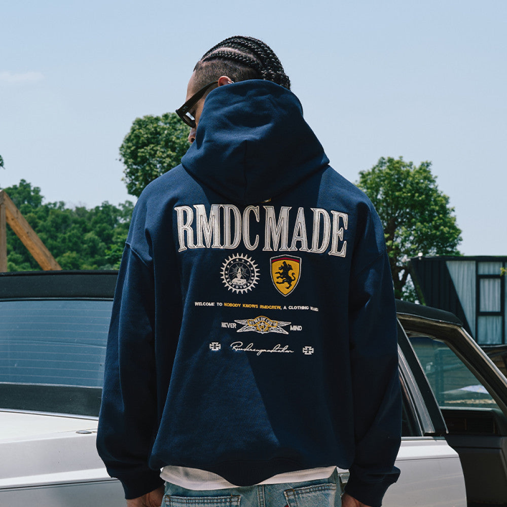Remedy National Trend Autumn and Winter New Embroidered Loose Hoodie Jacket American Street Fashion Brand Heavy Hooded Sweater Men image 0