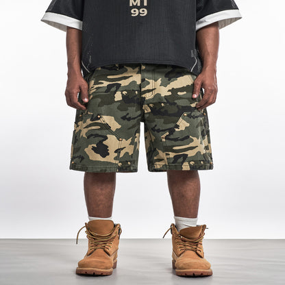 MT99 Ami Khaki Work Shorts Trendy cityboy high waist A line slim outdoor mountaineering camouflage pants image 2