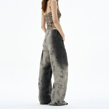 Oulang s shop features American style retro vintage graffiti dirty jeans men s rugged handsome high end fringed floor length pants trendy image 1