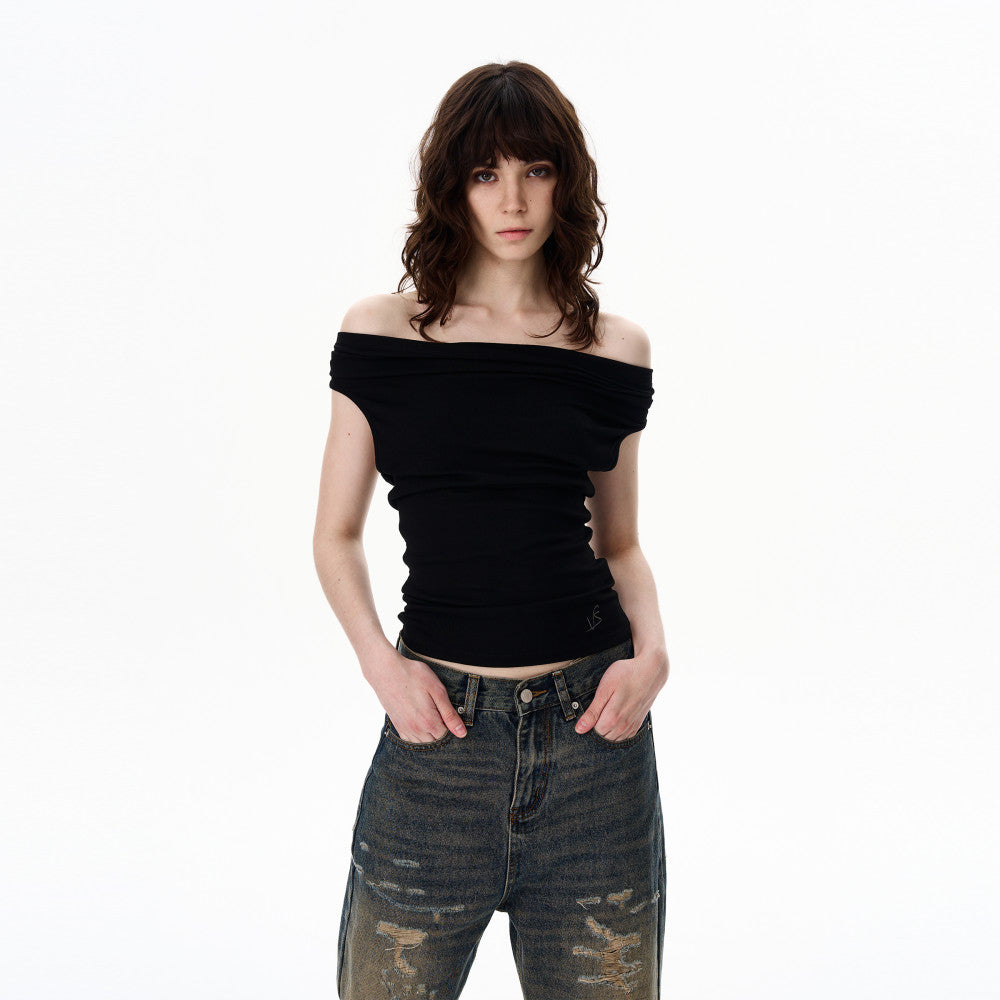 WLNEXT GreyMuse Drape Top