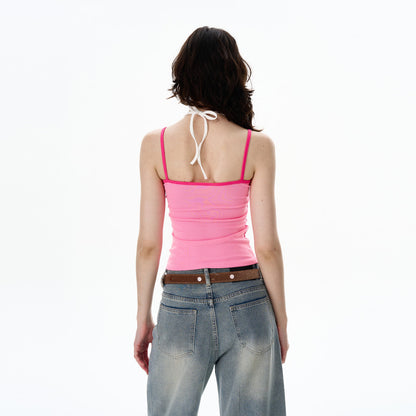 Oulang s store has a summer American style design with a fake two piece spicy girl vest It has a female high end feel and a niche sleeveless T shirt top image 4