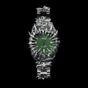 Original handmade European and American irregular green water monster dragon scale pointed tin plated watch light luxury niche design heavy industry trend image 2