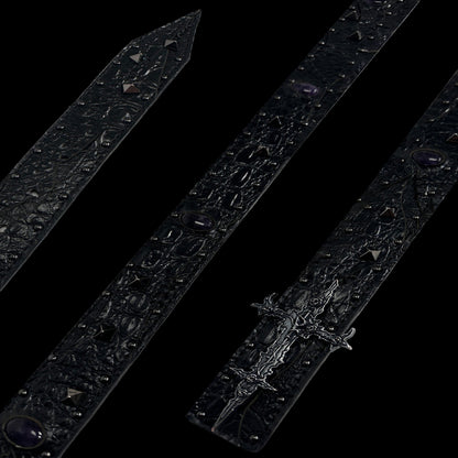 FromTheisland FTI handmade cowhide gemstone rivet belt punk rock visual belt image 5