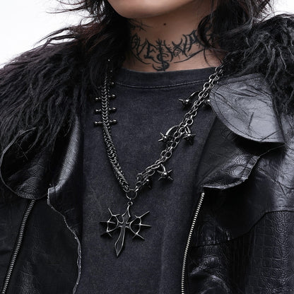LOVEISWAR Castle Duke Original Punk Gothic Subculture Retro Cross Heavy Industry Necklace image 2
