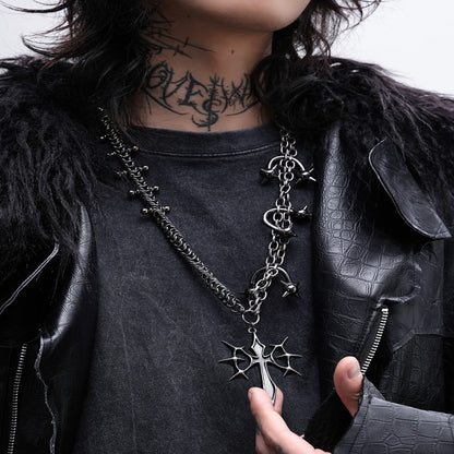 LOVEISWAR Castle Duke Original Punk Gothic Subculture Retro Cross Heavy Industry Necklace image 4