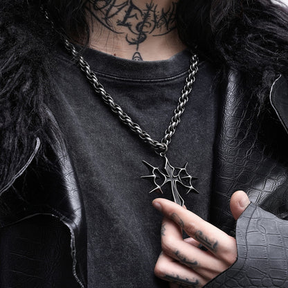 LOVEISWAR Castle Eternal Original Gothic Punk Style Niche Heavy Industry Cross Necklace Subculture image 0