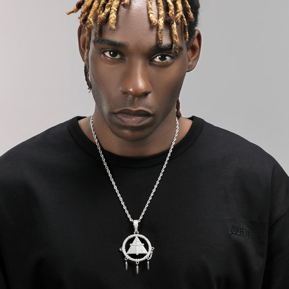 GRGR Full Diamond Millennium Smart Wheel Pendant for Men s Street Rap Hiphop Trendy Luxury Necklace for Women s Instagram image 2