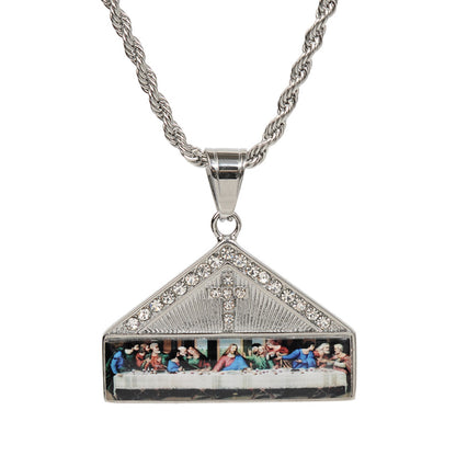 GRGR trendy titanium steel dinner pendant necklace men s hip hop European and American retro women s collarbone chain versatile trendy INS style image 5