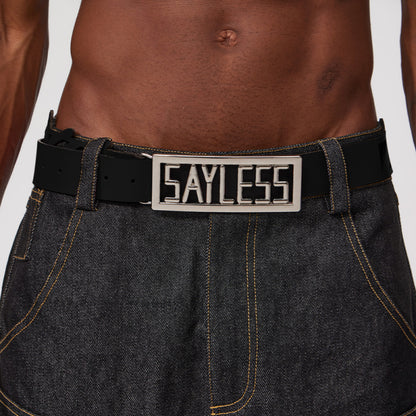 Fourth3ex 25Ss trendy sayless slogan hollow metal rectangular buckle genuine leather belt image 8