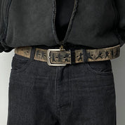 Retro vintage personalized niche design frayed edges peeling Tai Chi men s and women s high end street fashion belts waistbands image 2