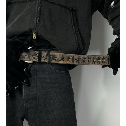 Retro vintage personalized niche design frayed edges peeling Tai Chi men s and women s high end street fashion belts waistbands image 3