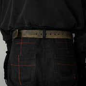 Retro vintage personalized niche design frayed edges peeling Tai Chi men s and women s high end street fashion belts waistbands image 4