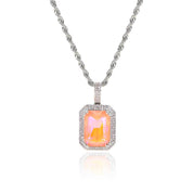 HIPUNK European and American Square Solid Zircon Colored Gemstone Pendant Cuban Micro inlaid Zircon Necklace Hip Hop Men s and Women s Trendy image 5