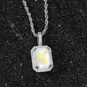 HIPUNK European and American Square Solid Zircon Colored Gemstone Pendant Cuban Micro inlaid Zircon Necklace Hip Hop Men s and Women s Trendy image 6