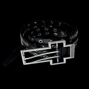 ATANNOTHINGNESS Retro vintage cross buckle double layered split waist belt top layer cowhide leather belt image 2