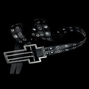 ATANNOTHINGNESS Retro vintage cross buckle double layered split waist belt top layer cowhide leather belt image 3