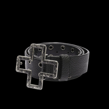 Rabbit b Yonik Retro distressed cross buckle cowhide bullet hole punk belt image 1
